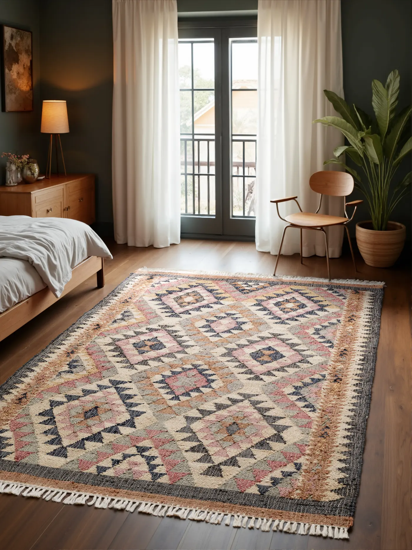 Elle Decoration Roya Afghan Kelim Teppich Parsa Creme Multifarben – Ansicht 2