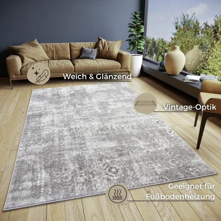 Hanse Home Shine Design Teppich Style Grau Beige – Ansicht 3