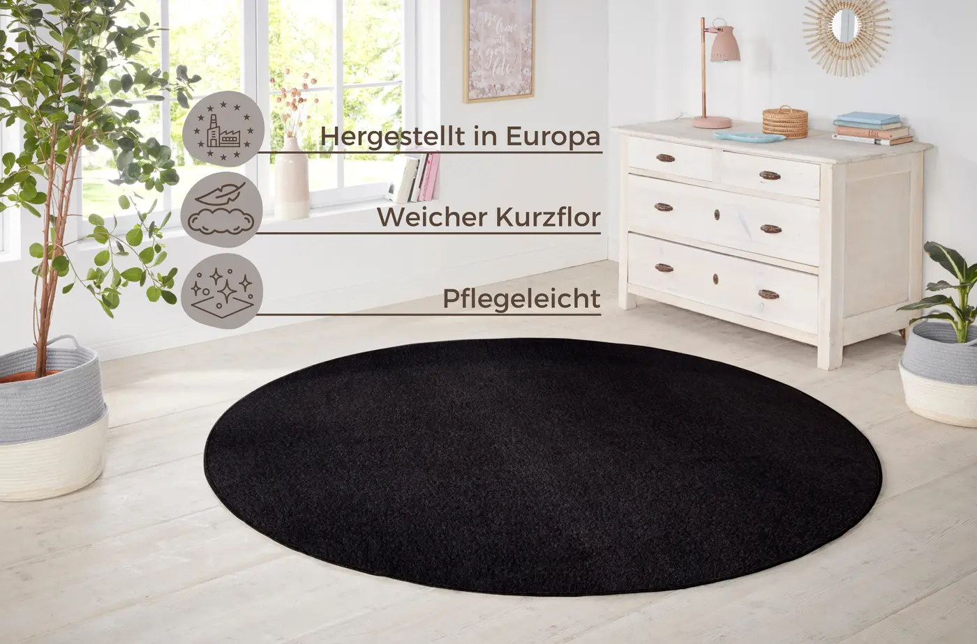 Hanse Home Nasty Teppich Rund Nasty Schwarz – Ansicht 3