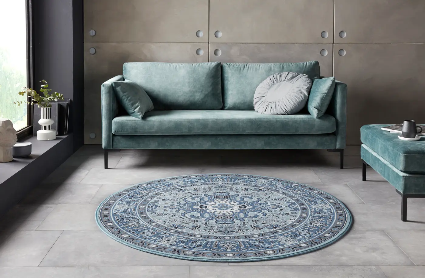 Hanse Home Mirkan Kurzflor Teppich Skazar Isfahan Himmelblau – Ansicht 2