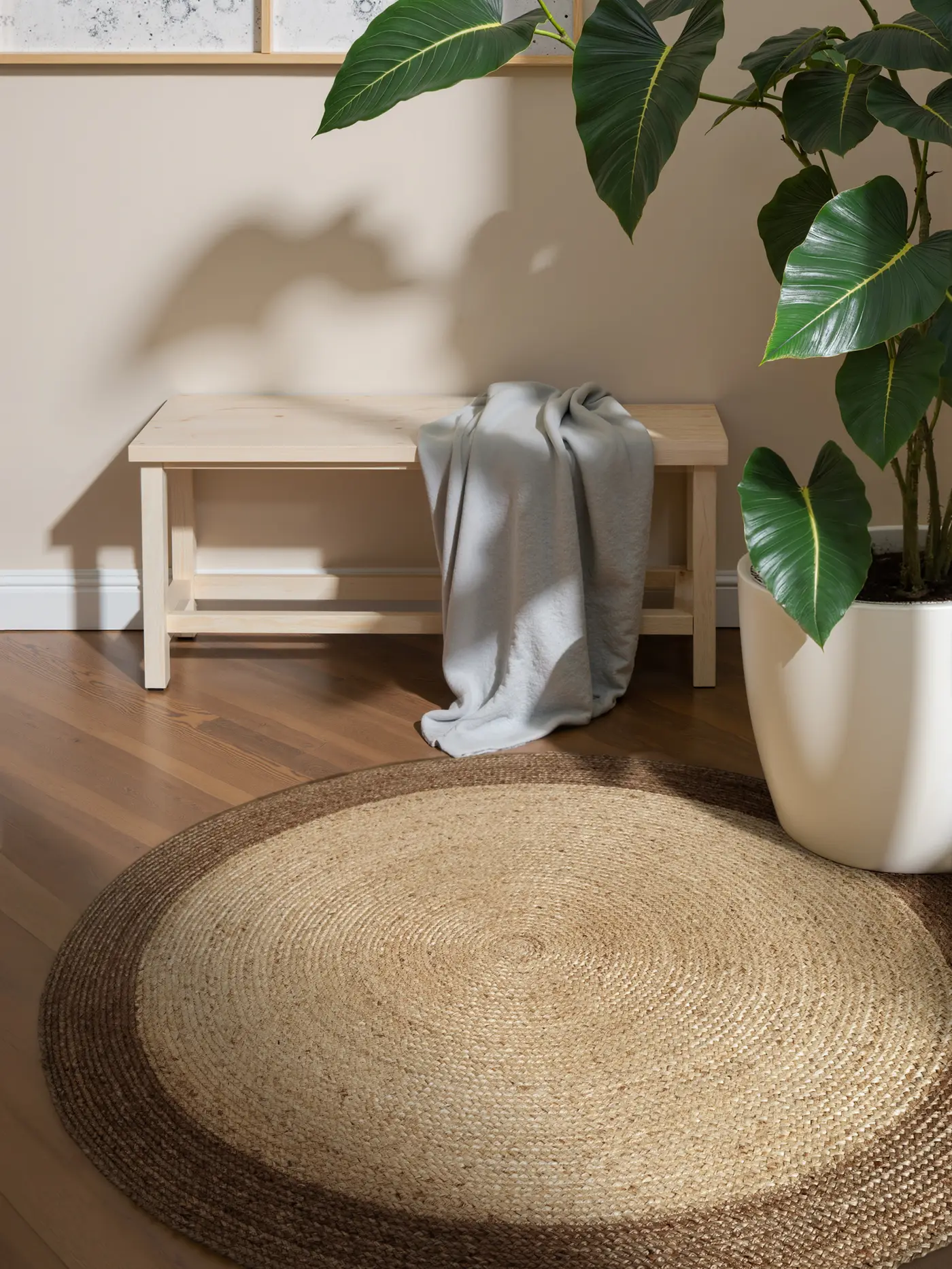 Hanse Home Jute Teppich Rund Jutta Natur Elfenbein Greige – Ansicht 2
