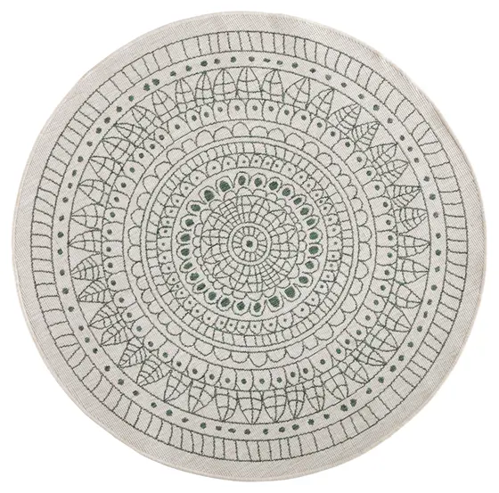 Hanse Home Twin Wendeteppiche In- & Outdoorteppich Rund Porto Creme Grün