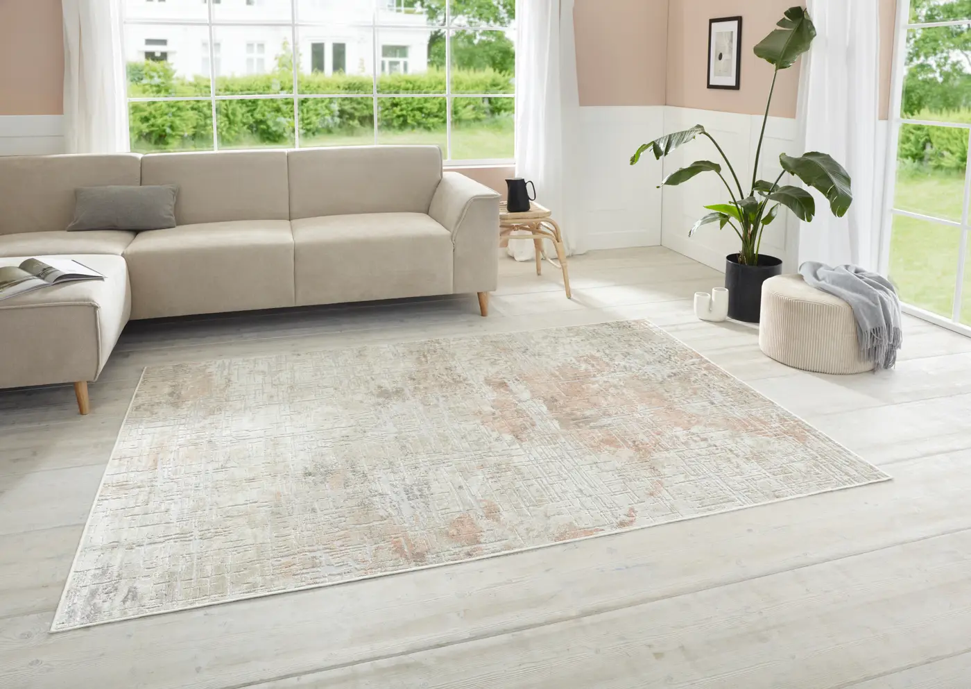 Elle Decoration Maywand Kurzflorteppich Chameis Beige Pfirsich – Ansicht 2