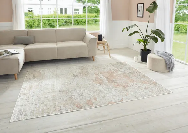 Elle Decoration Maywand Kurzflorteppich Chameis Beige Pfirsich