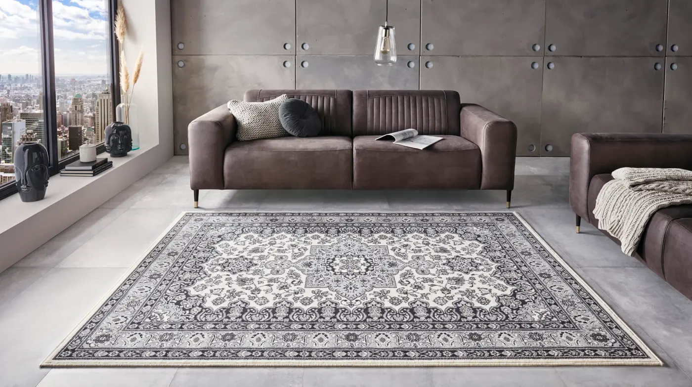 Hanse Home Mirkan Kurzflor Teppich Parun Täbriz Creme Grau – Ansicht 2