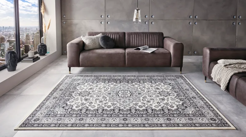 Hanse Home Mirkan Kurzflor Teppich Parun Täbriz Creme Grau