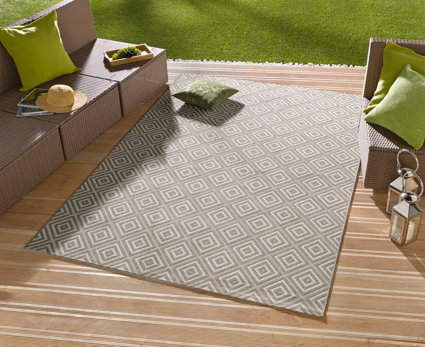 Hanse Home Meadow In- & Outdoorteppich Karo Grau – Ansicht 2