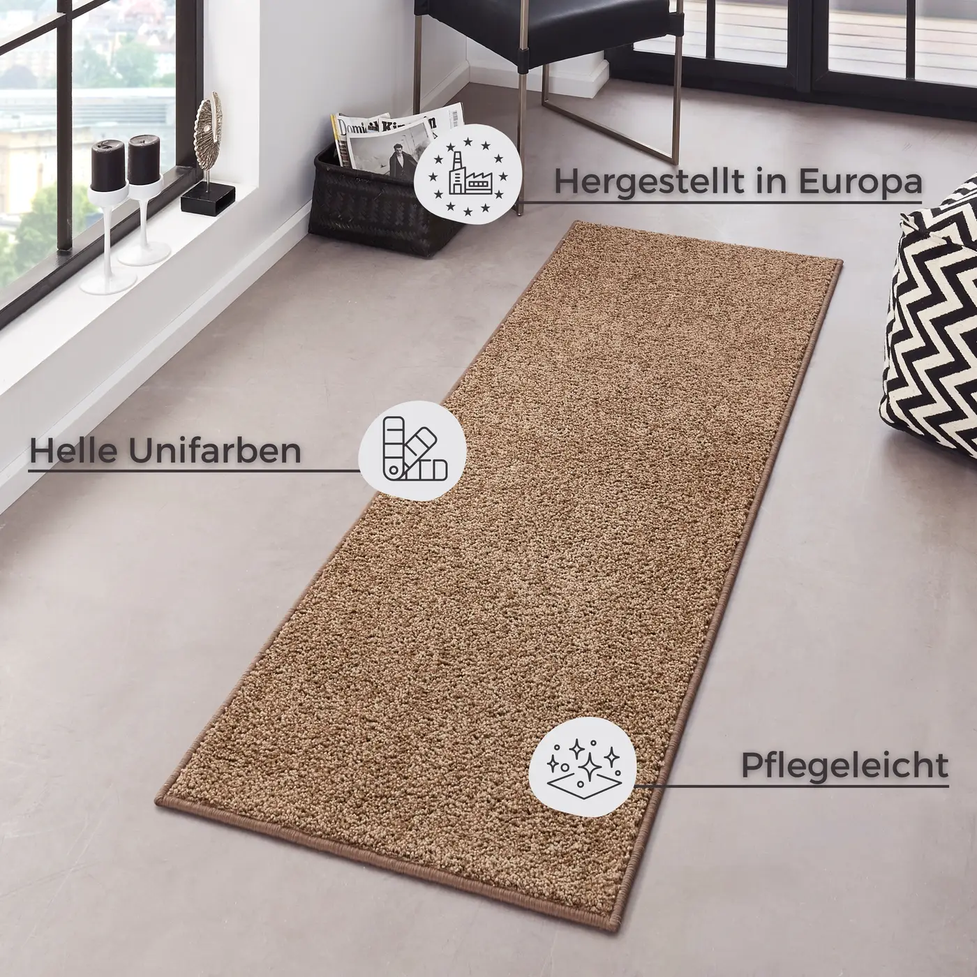 Hanse Home Pure Kurzflor Teppich Pure Braun – Ansicht 3