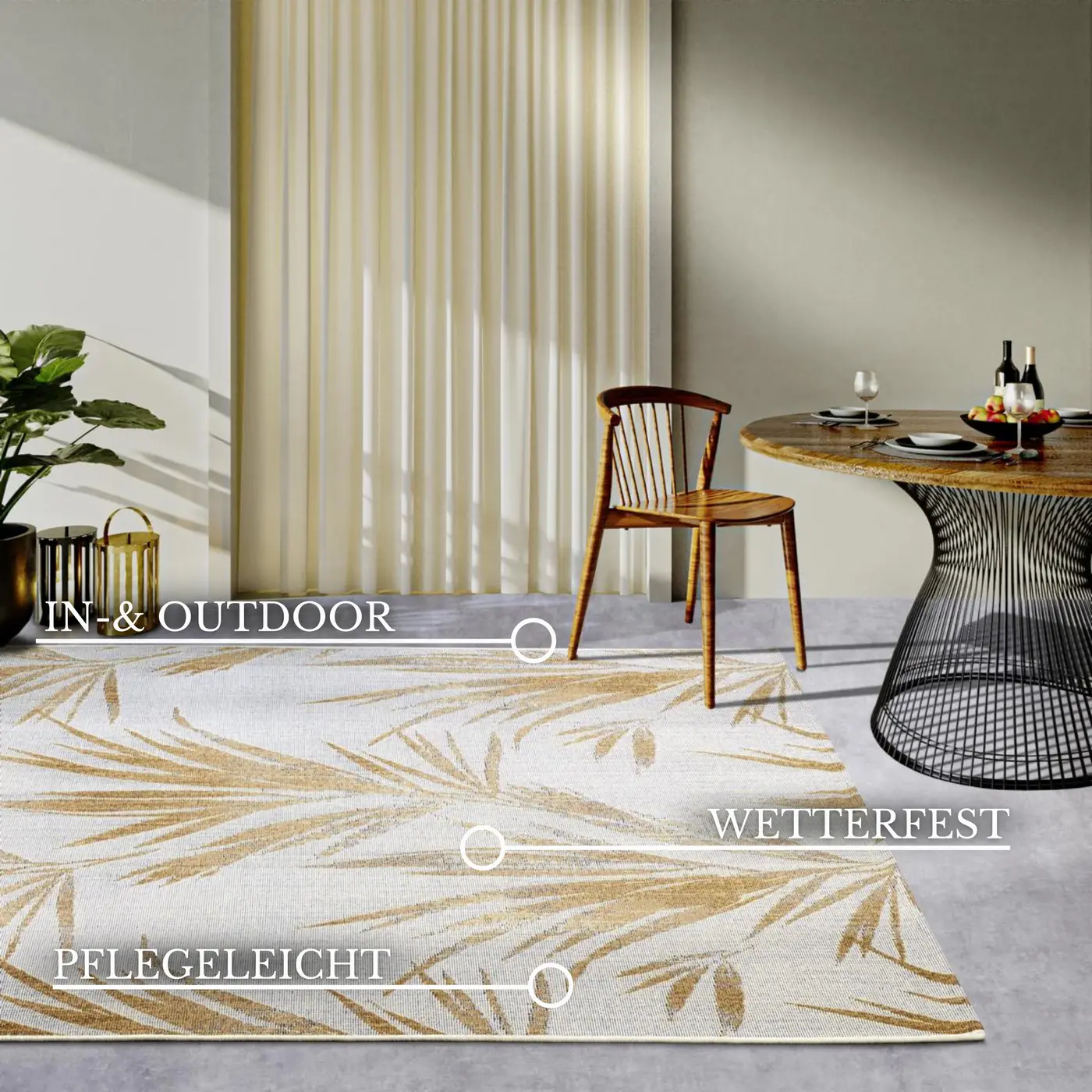 Villeroy & Boch 1767 In- & Outdoor Teppich Leonie Creme Gold – Ansicht 3