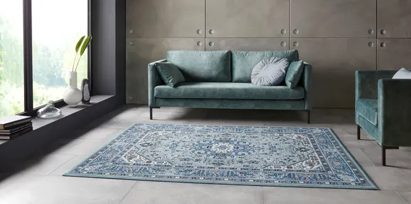 Hanse Home Mirkan Kurzflor Teppich Skazar Isfahan Himmelblau