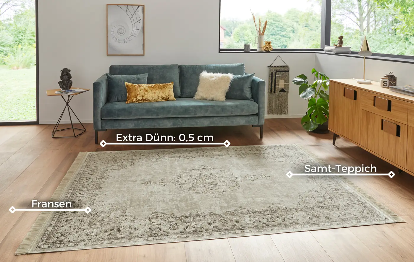 Hanse Home Naveh Kurzflor Teppich Oriental Vintage Medallion Creme – Ansicht 3