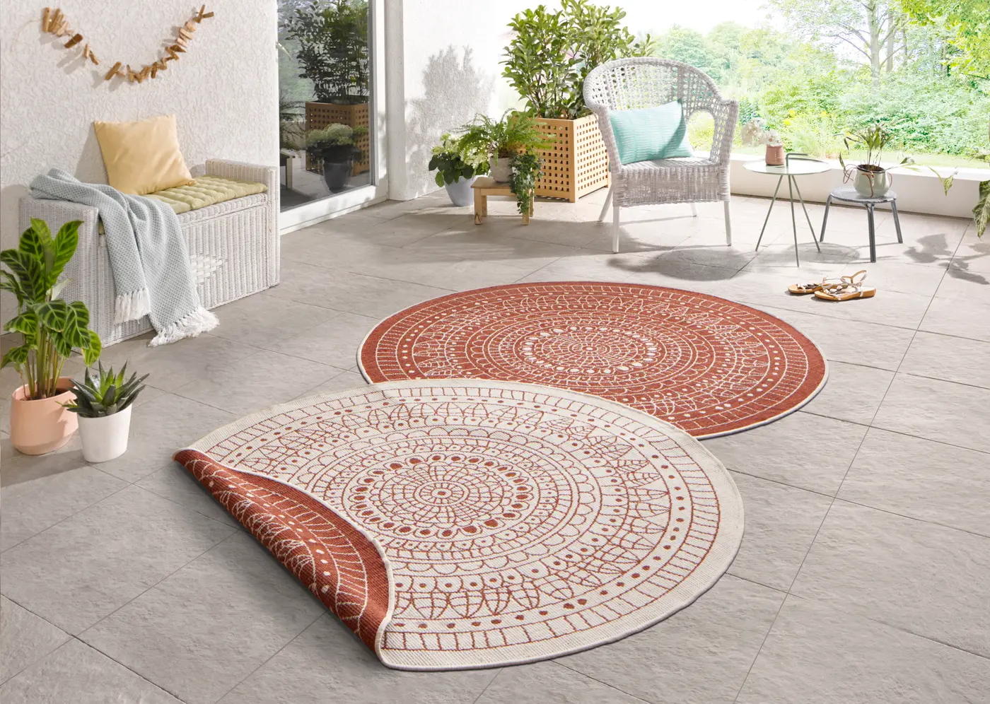 Hanse Home Twin Wendeteppiche In- & Outdoorteppich Rund Porto Creme Terra – Ansicht 3