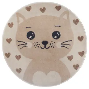 Hanse Home Adventures Kinderteppich Rund Cat Creme Beige