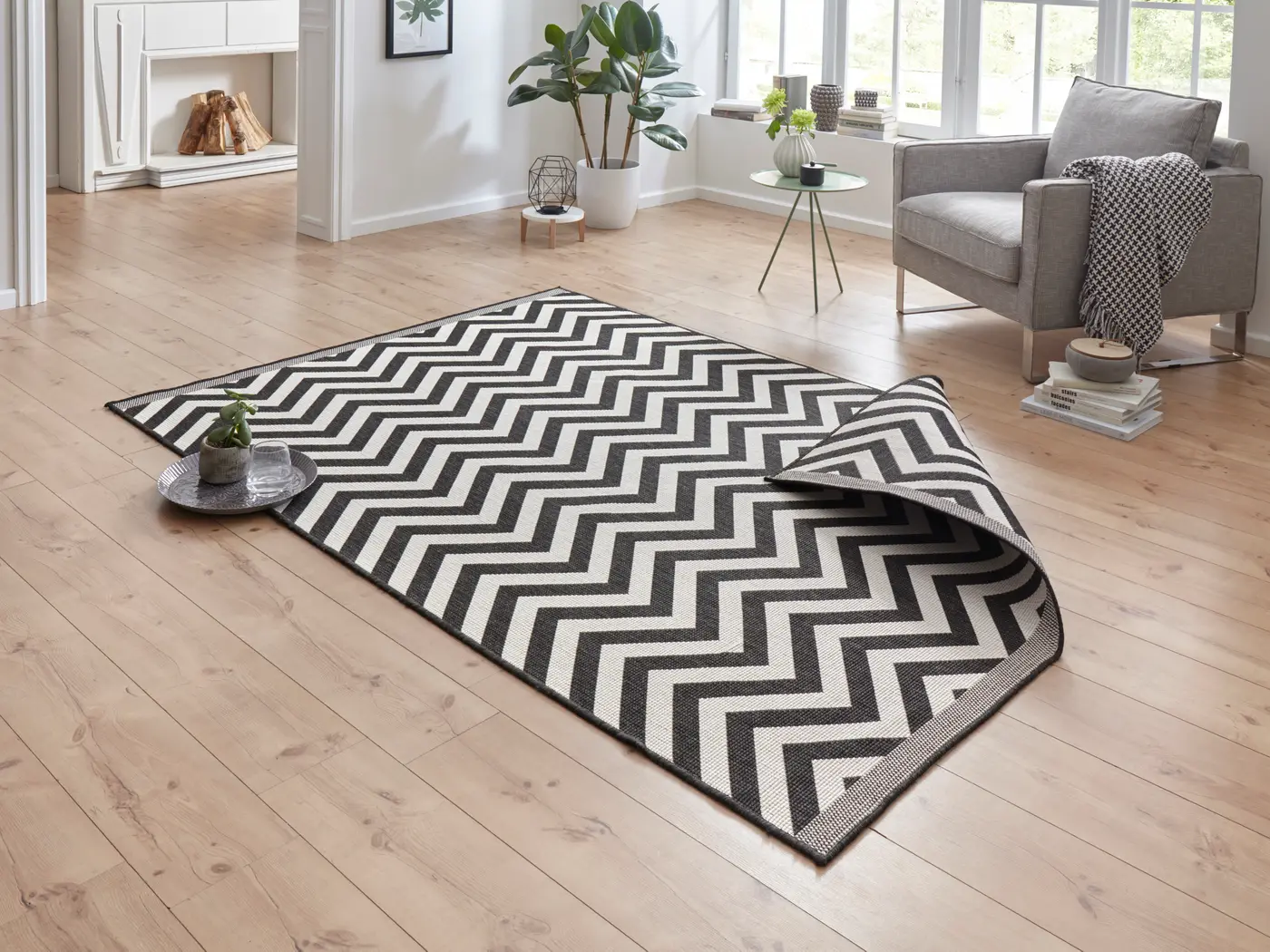 Hanse Home Twin Supreme In- & Outdoor Wendeteppich Palma Schwarz – Ansicht 2