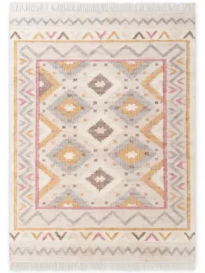 Elle Decoration Roya Afghan Kelim Teppich Imani Creme Multifarben