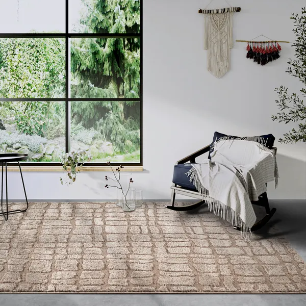 Sie Dekoration Galerie Hoch Stapel Teppich Künstlerisch Beige