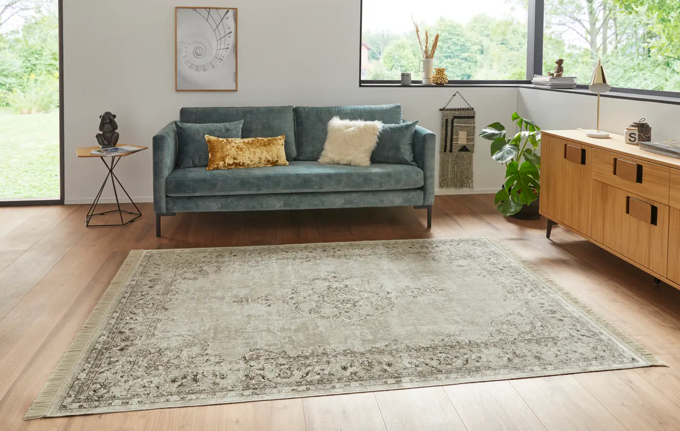 Hanse Home Naveh Kurzflor Teppich Oriental Vintage Medallion Creme – Ansicht 2