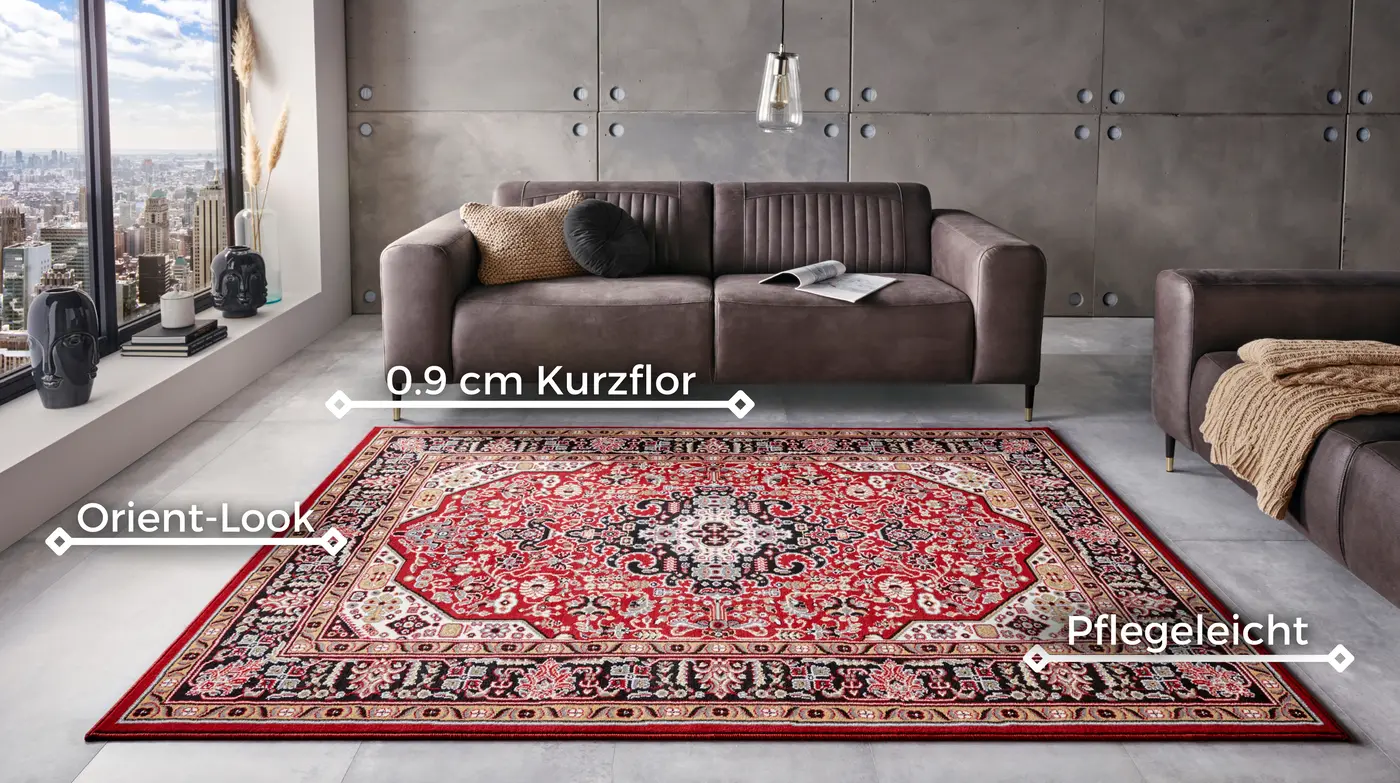 Hanse Home Mirkan Kurzflor Teppich Skazar Isfahan Rot – Ansicht 3