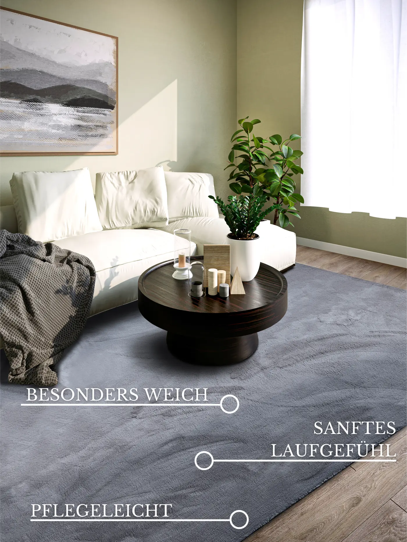 Villeroy & Boch 1899 Hochflor Teppich Leon Anthrazit – Ansicht 3