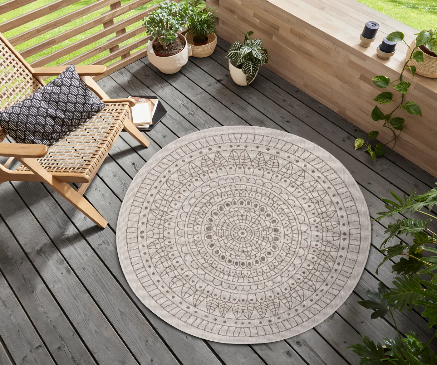 Hanse Home Twin Wendeteppiche In- & Outdoorteppich Rund Porto Linen – Ansicht 2