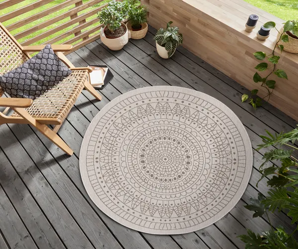 Hanse Home Twin Wendeteppiche In- & Outdoorteppich Rund Porto Linen
