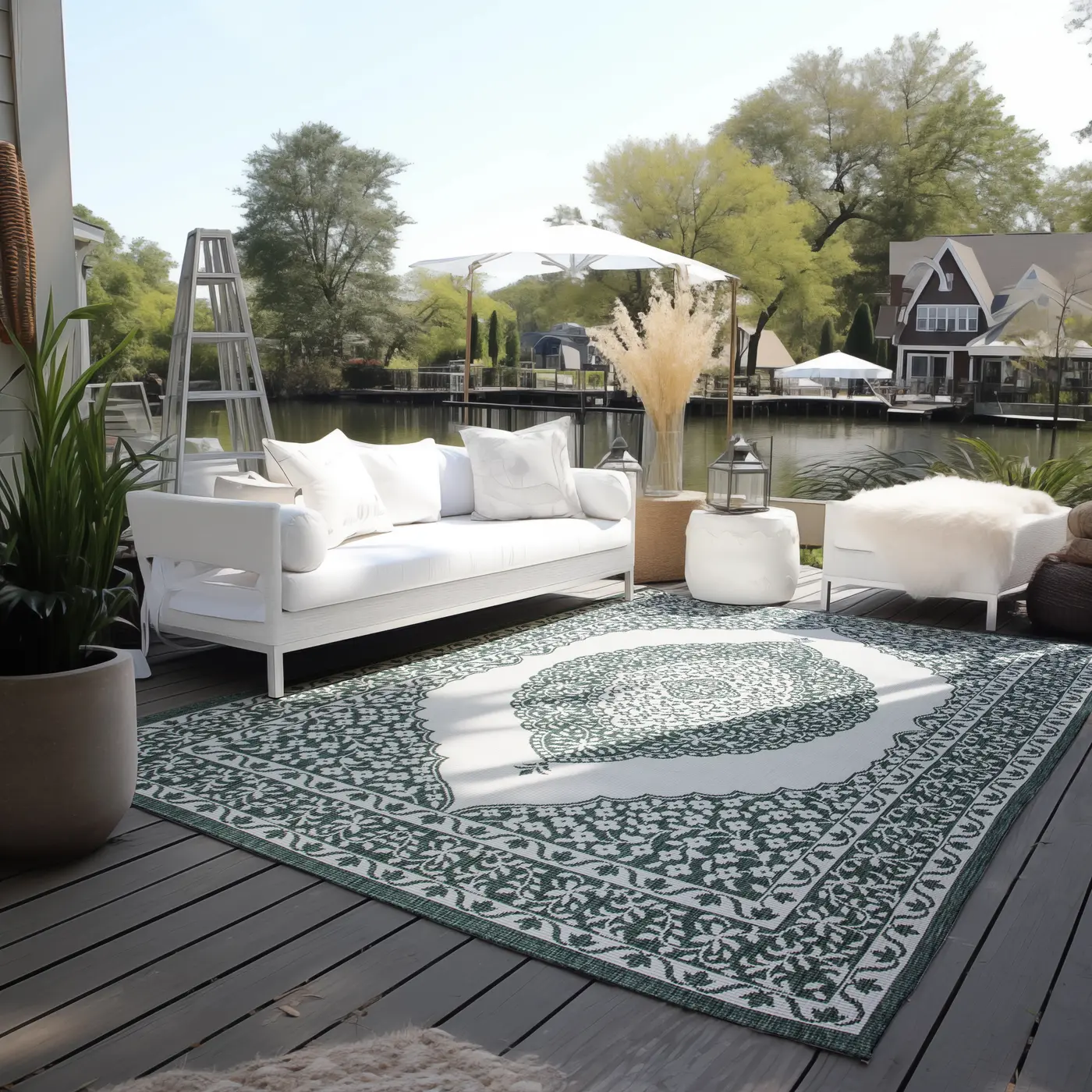Elle Decoration Gemini In- und Outdoor Wendeteppich Meekly Grün – Ansicht 2