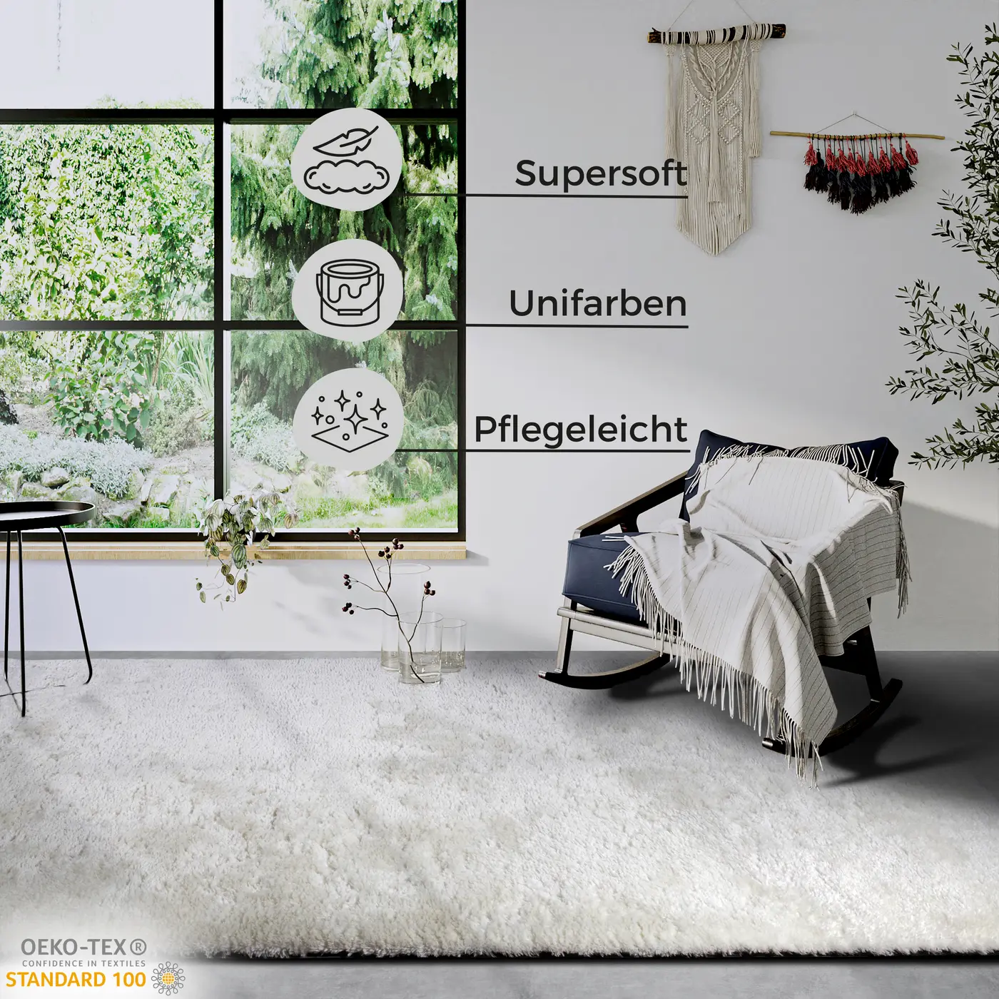 Hanse Home Myk Hochflor Teppich Olaf Ivory Weiß – Ansicht 3