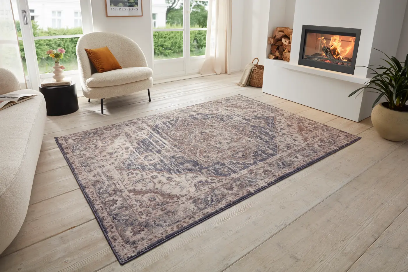 Hanse Home Terrain Designer Kurzflor Teppich Sand Creme Blau – Ansicht 2