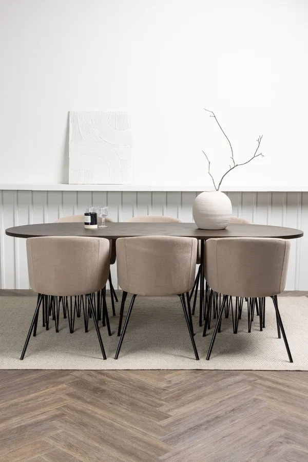 Esstischgarnitur Stone mit den Stühlen Berit