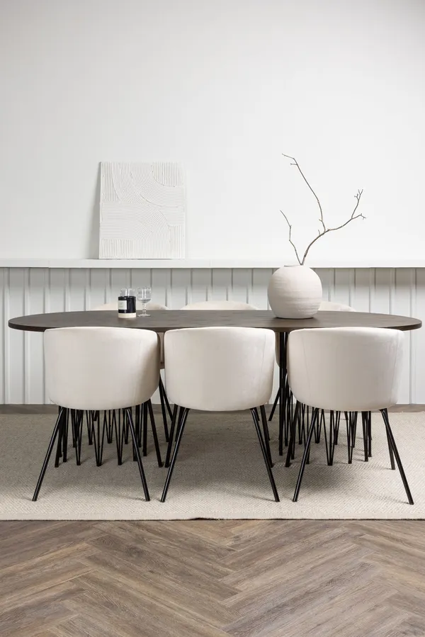 Esstischgarnitur Stone mit den Stühlen Berit