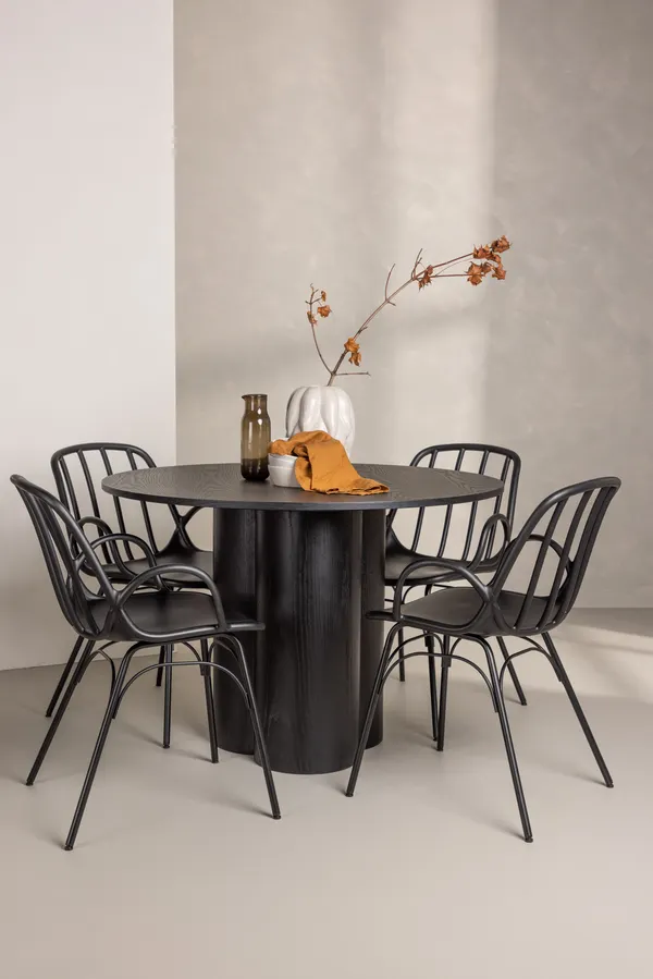 Esstischgarnitur Olivia mit den Stühlen Dyrön