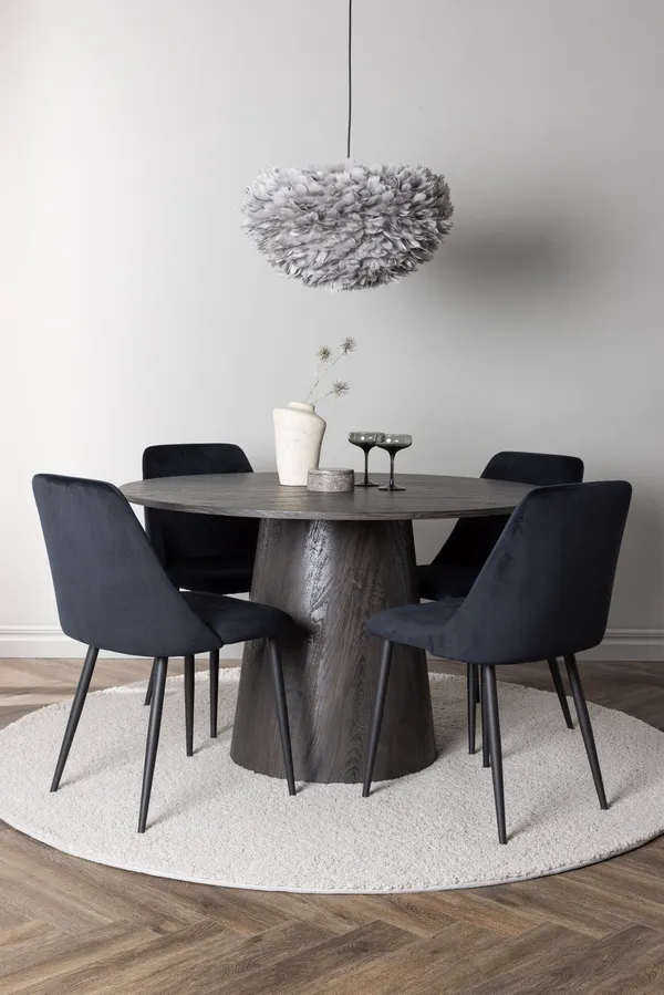 Esstischgarnitur Lanzo mit den Stühlen Night