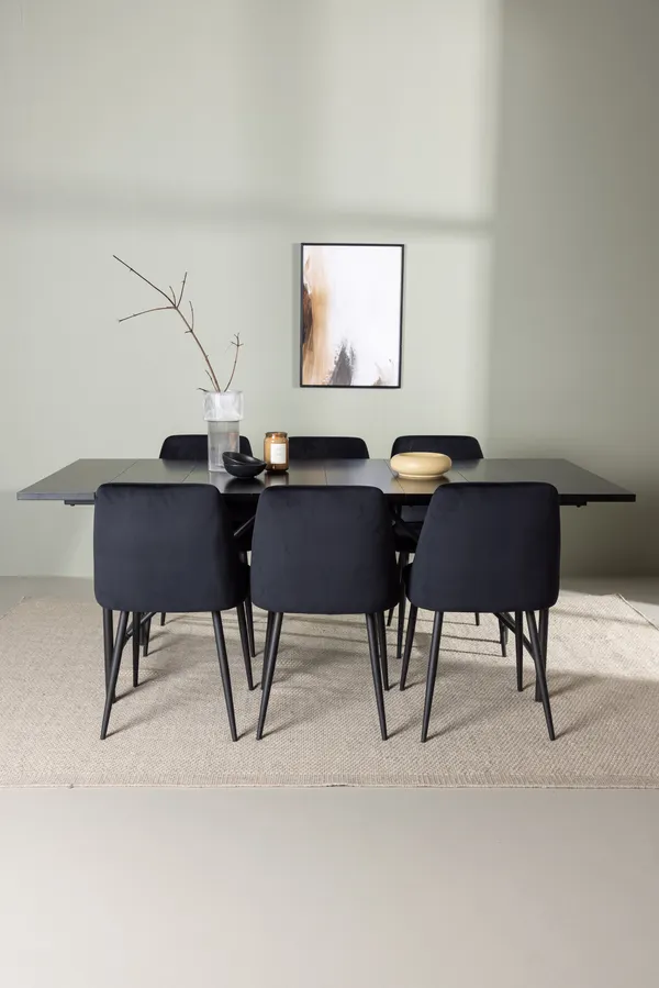 Esstischgarnitur Astrid mit den Stühlen Night