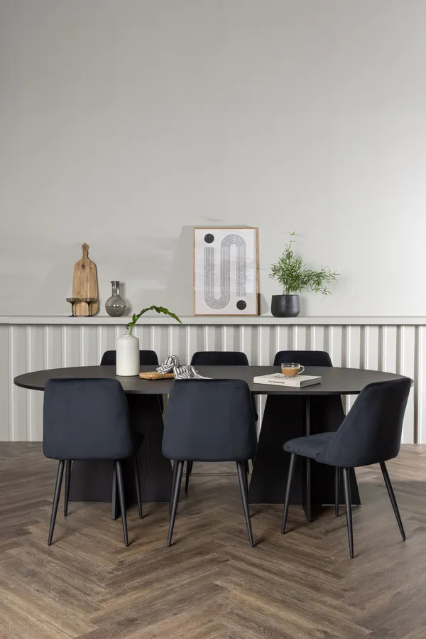 Esstischgarnitur Bootcut mit den Stühlen Night