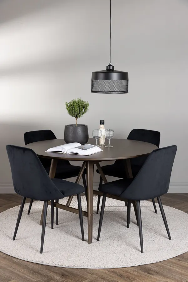 Esstischgarnitur Kaseindon mit den Stühlen Night