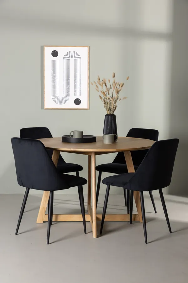 Esstischgarnitur Yadikon mit den Stühlen Night