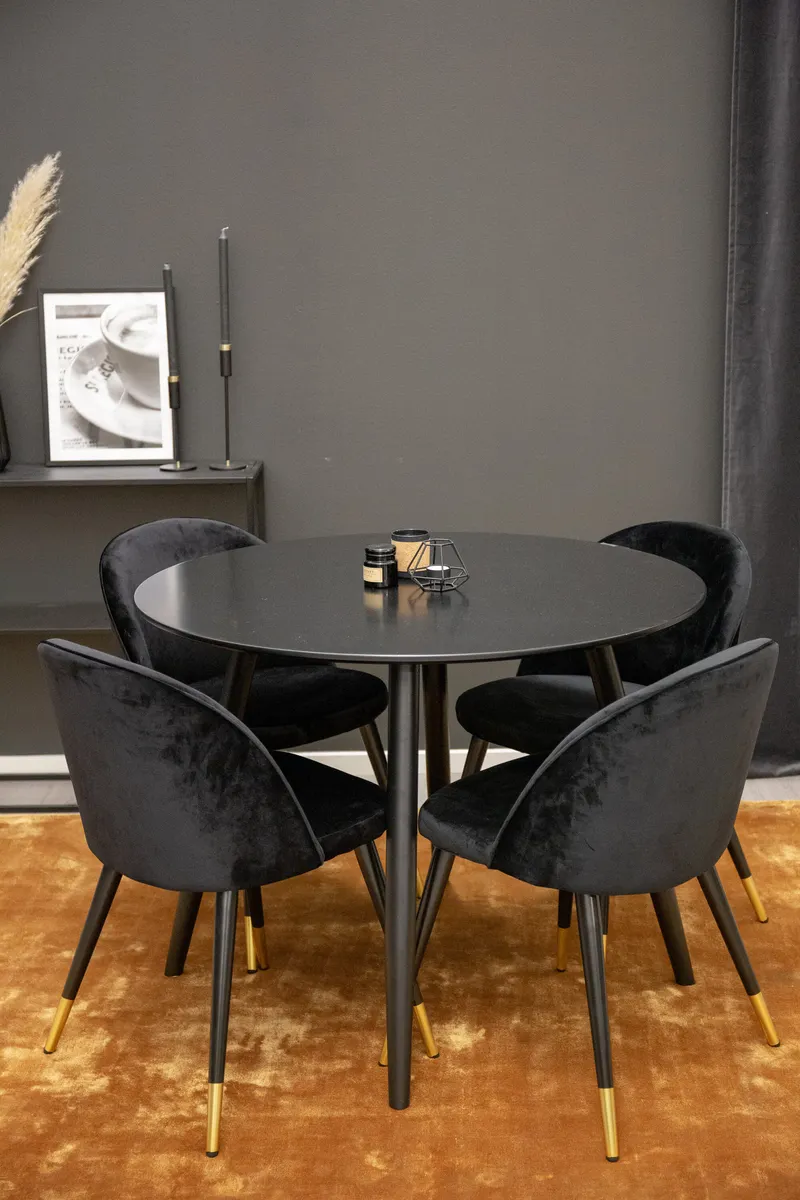 Esstischgarnitur Plaza mit Stühlen Samt