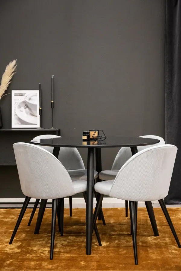 Esstischgarnitur Plaza mit Stühlen Samt