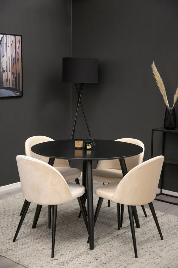 Esstischgarnitur Plaza mit Stühlen Samt