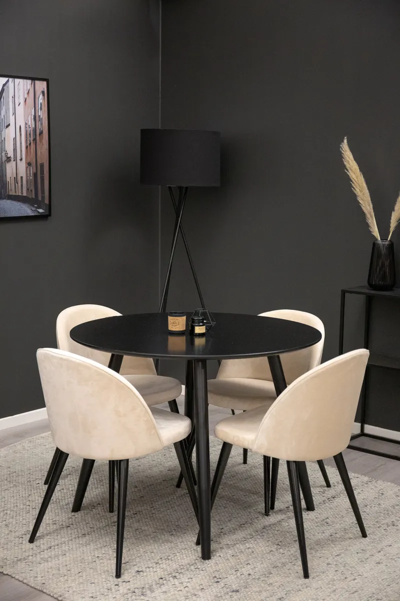 Esstischgarnitur Plaza mit Stühlen Samt