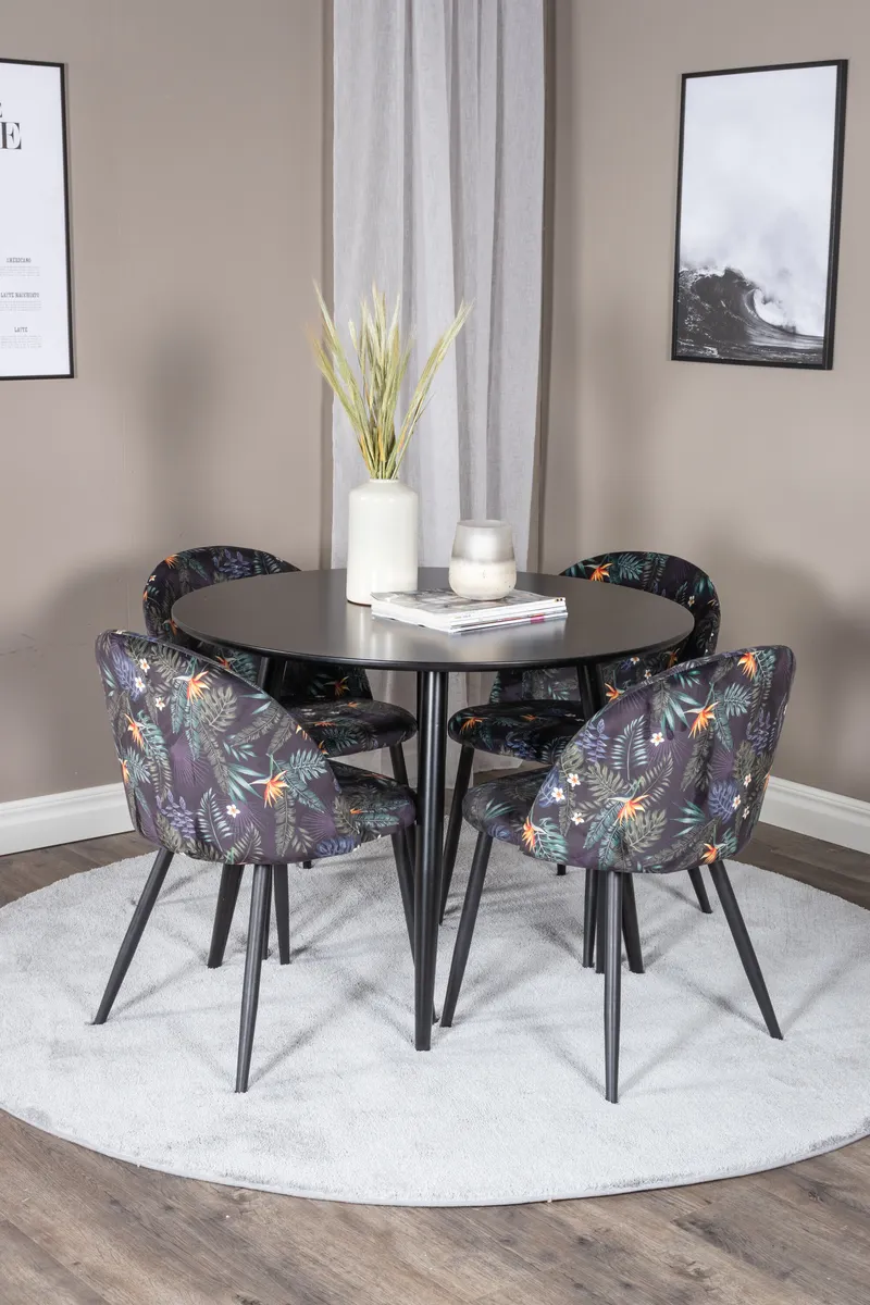 Esstischgarnitur Plaza mit Stühlen Samt