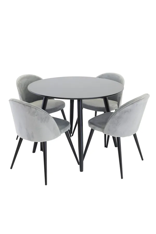 Esstischgarnitur Plaza mit Stühlen Samt