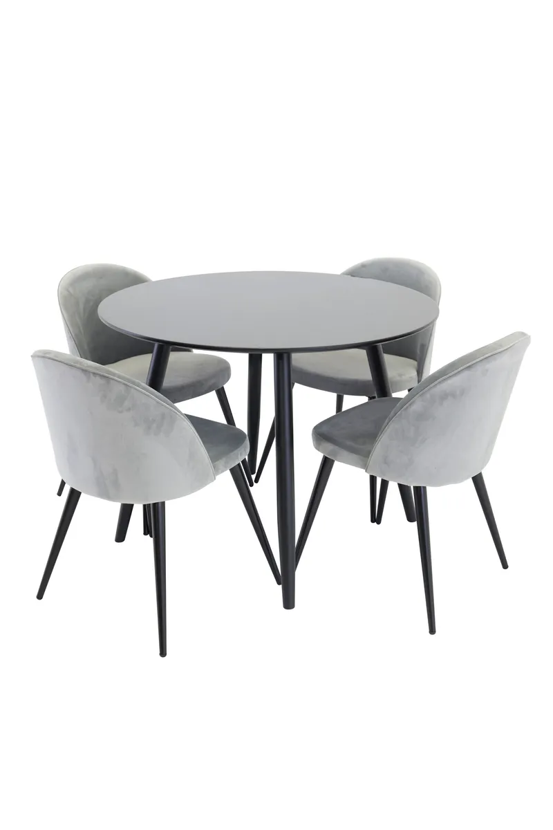 Esstischgarnitur Plaza mit Stühlen Samt