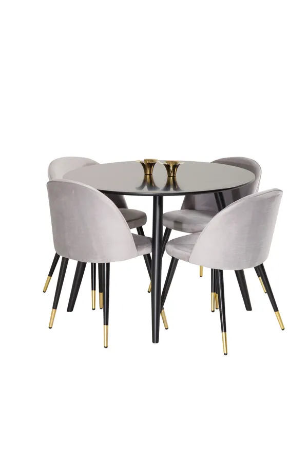 Esstischgarnitur Plaza mit Stühlen Samt